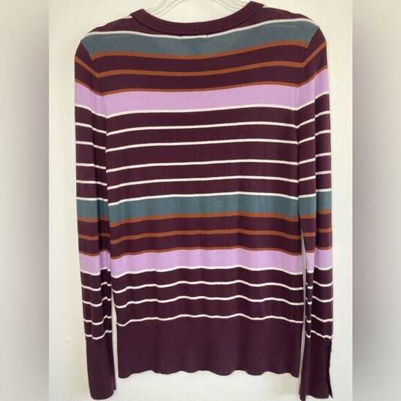 Halogen Freya Striped Multicolor Sweater Size Small Purple Burgundy - Picture 4 of 6